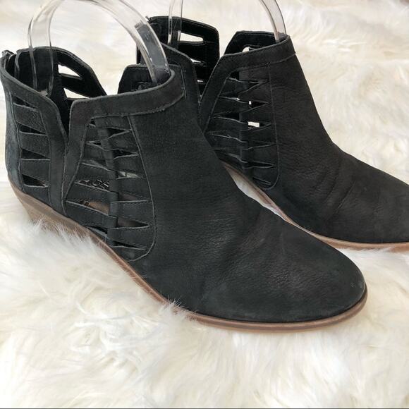 Vince Camuto Black Booties Peera Cutout Suede Boots - Picture 3 of 9
